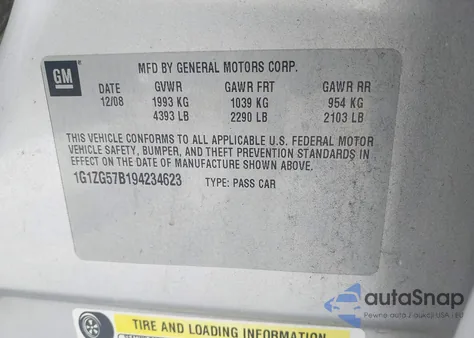 2009 Chevrolet Malibu Ls z USA, uszkodzony, nr VIN 1G1ZG57B194234623